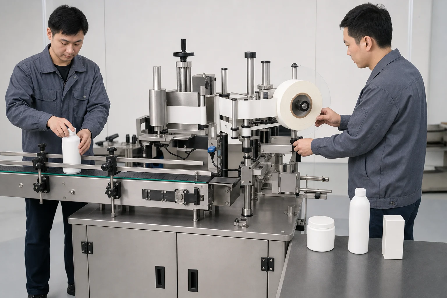 贴标机试样工位使用不同瓶罐和标签卷核对换型兼容条件